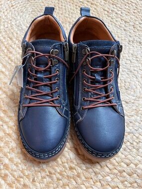 Spring Step Lauria Navy Leather Comfort Sneaker Booties EU 42 / US 10.5-11 NWT